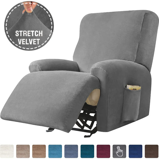 Single Seat Anti Slip Recliner Sofa Covers Velvet Stretch Reclining Couch Slipcovers Furniture Anti Cat Scratch Recliner Chair