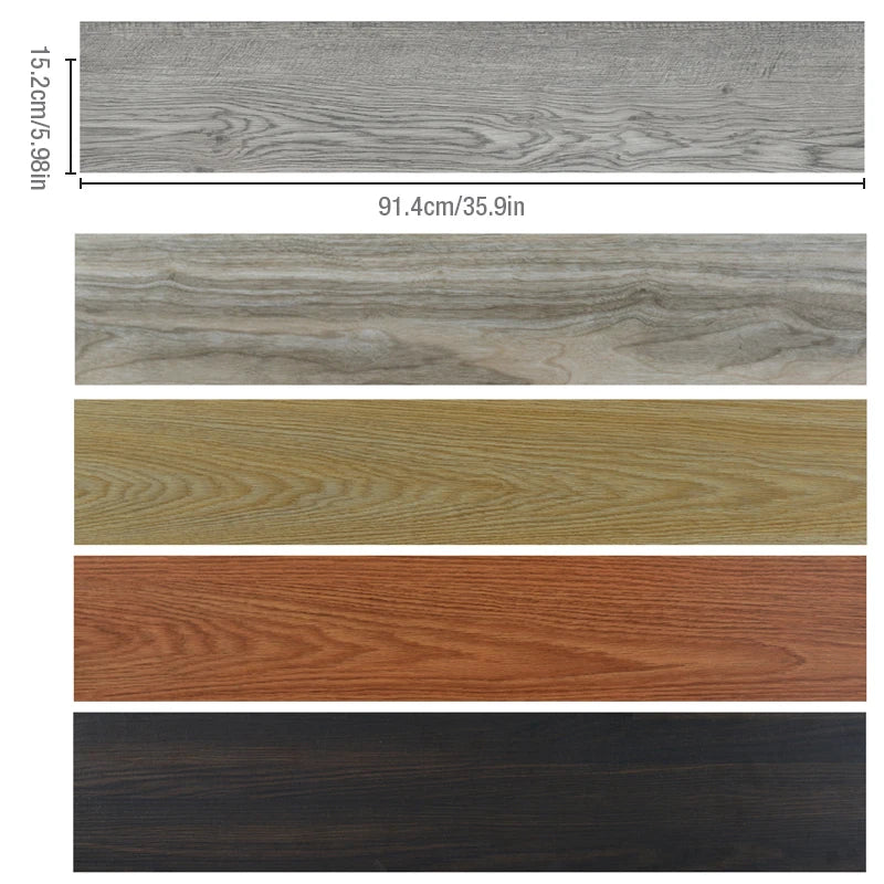 Wood Grain Floor Stickers Modern Style PVC Wall Sticker Waterproof Self-adhesive for Living room Toilet Kitchen Home Floor Decor