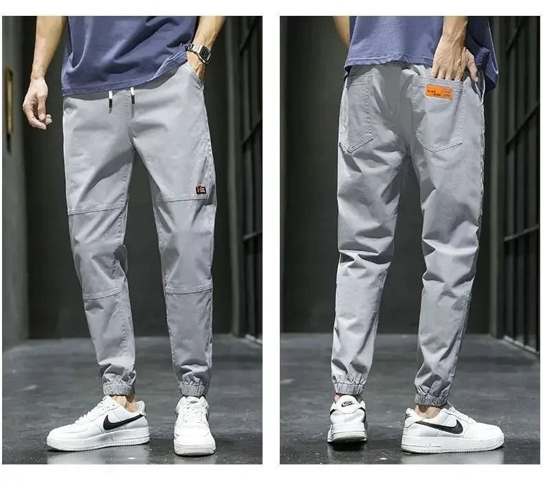 KPOP Fashion Style Harajuku Slim Fit Trousers Loose All Match Harem Pant Straight Leg Cargo Pants Pockets Casual Pants