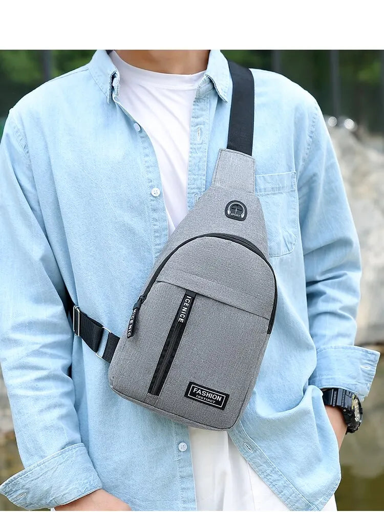 Chest Bag Fashion New Solid Color Men Chest Bag Outdoor Casual Fashion One Shoulder Crossbody Bag