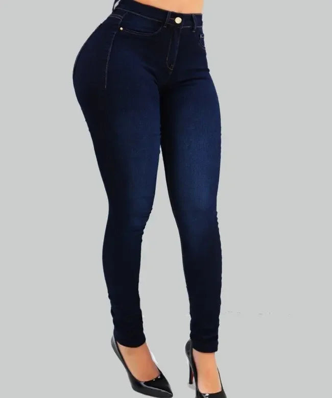 Woman's pure color jeans denim high waist jeans high waist jeans