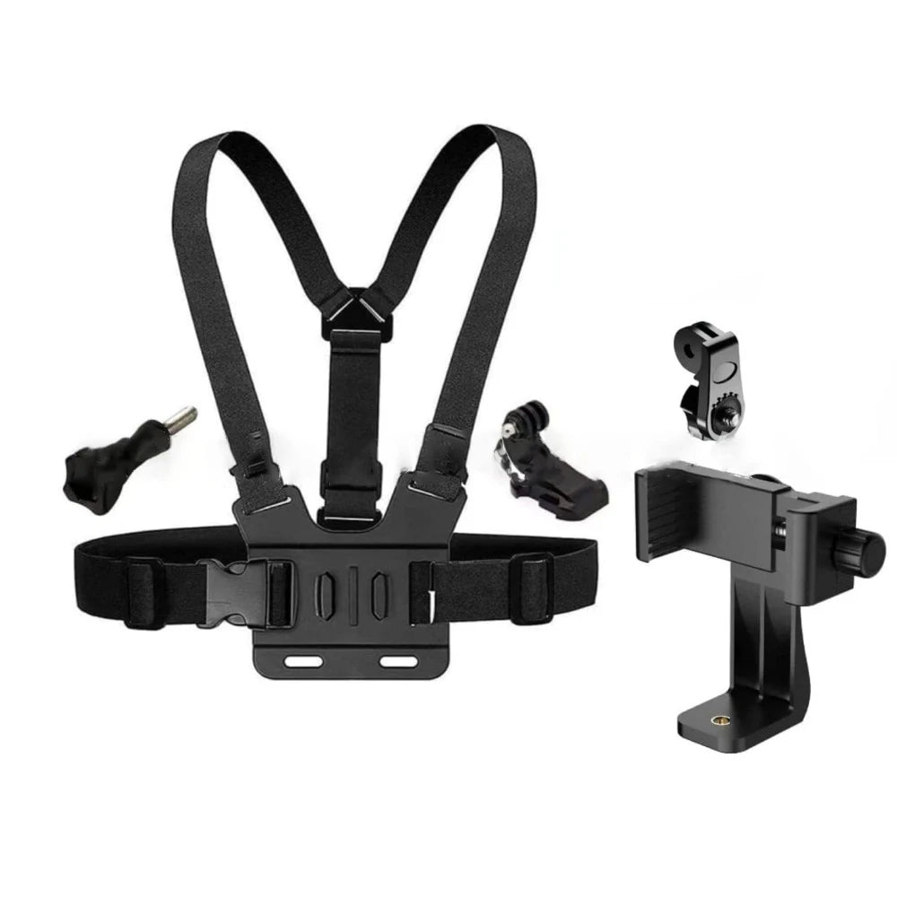 Adjustable Phone Clip Holder With Chest Strap Fixation Bracket for Sport Camera Mobile Phone