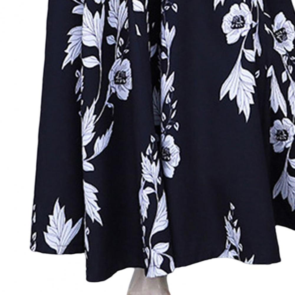 Women's Summer Long Skirt Contrast Color Baggy Flower Print High Waist Slimming Plus Size Trousers Skirt Daily Clothes