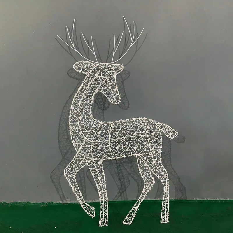 Christmas Wrought Iron Deer LED Light Glowing Garden Xmas Reindeer Ornament