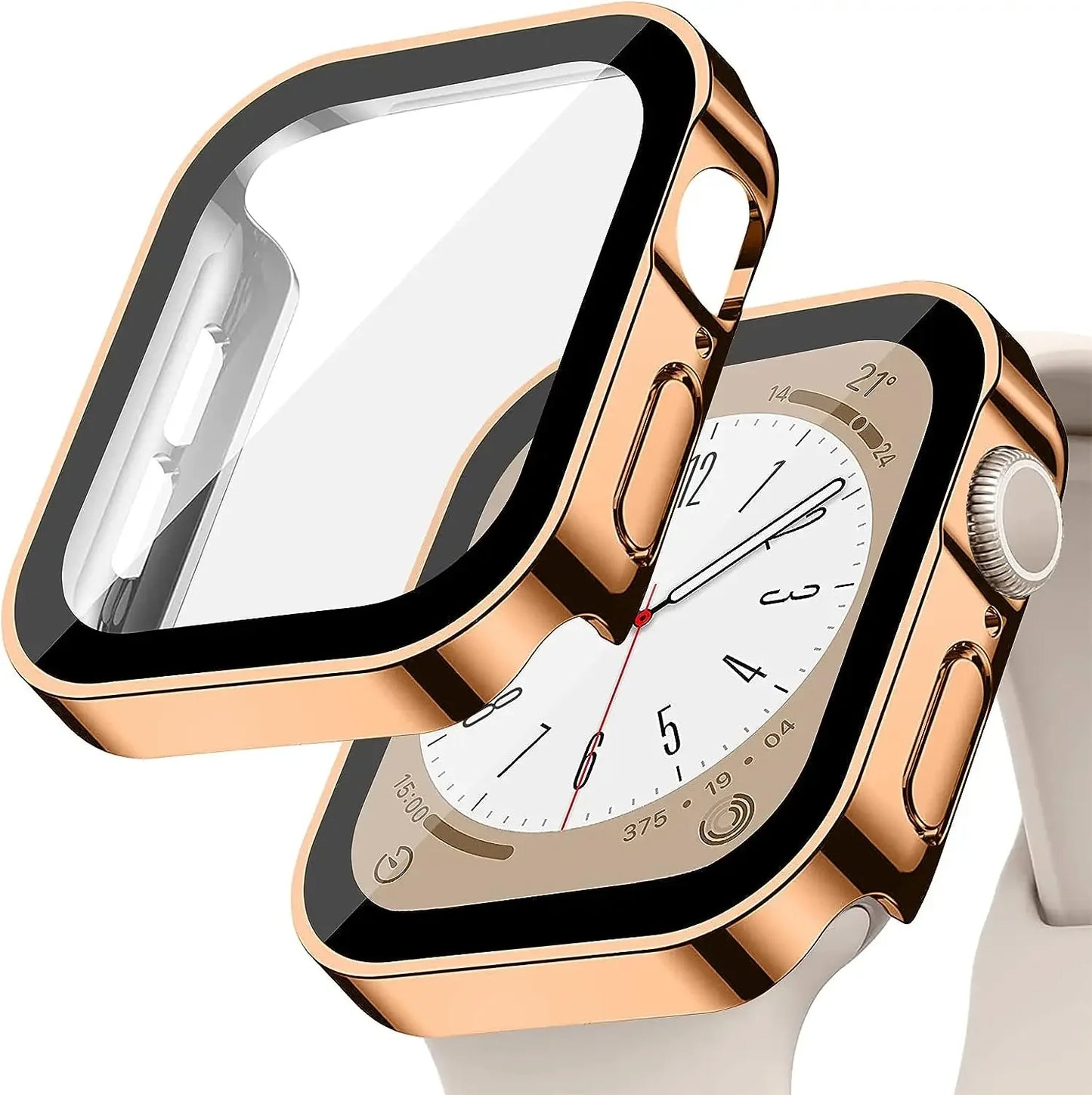 Tempered Glass + Cover For Apple Watch 9 8 7 45mm 41mm