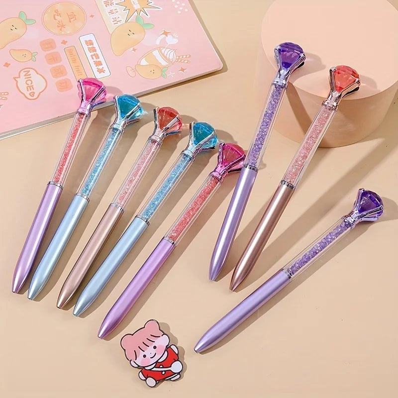 4pcs Large Crystal Diamond Gel Pens Christmas Gift Shiny Ballpoint Pen Black Ink Pens Suitable For School Office Accessories