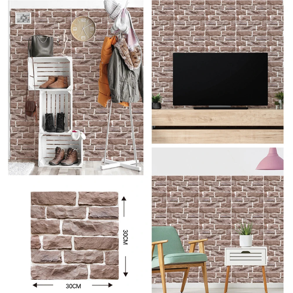 3D Wall Sticker Imitation Brick Wallpaper Decor Waterproof Self Adhesive Wall Stickers Home Decor Living Room Kitchen 5/10/20Pcs