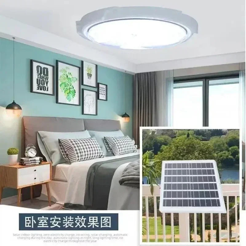 Indoor and Outdoor Remote Control High-power Solar Photovoltaic LED Ceiling Light Corridor Courtyard Super Bright Lighting