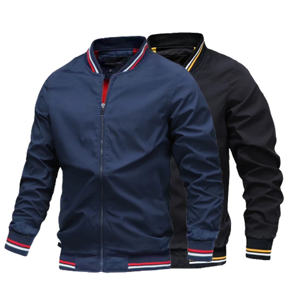 Bomber Jacket for Men Casual Windbreaker Jacket Coat Men High Quality Outwear Zipper Stand Collar Military Jacket Mens