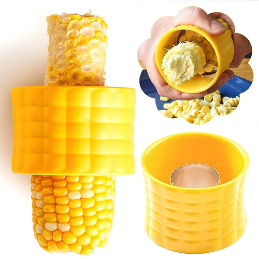 Quick Corn Thresher with Stainless Steel Blades Slicer Peeler Corn Cob Splitter Stripper Cutter Removing Kernels Kitchen Gadgets