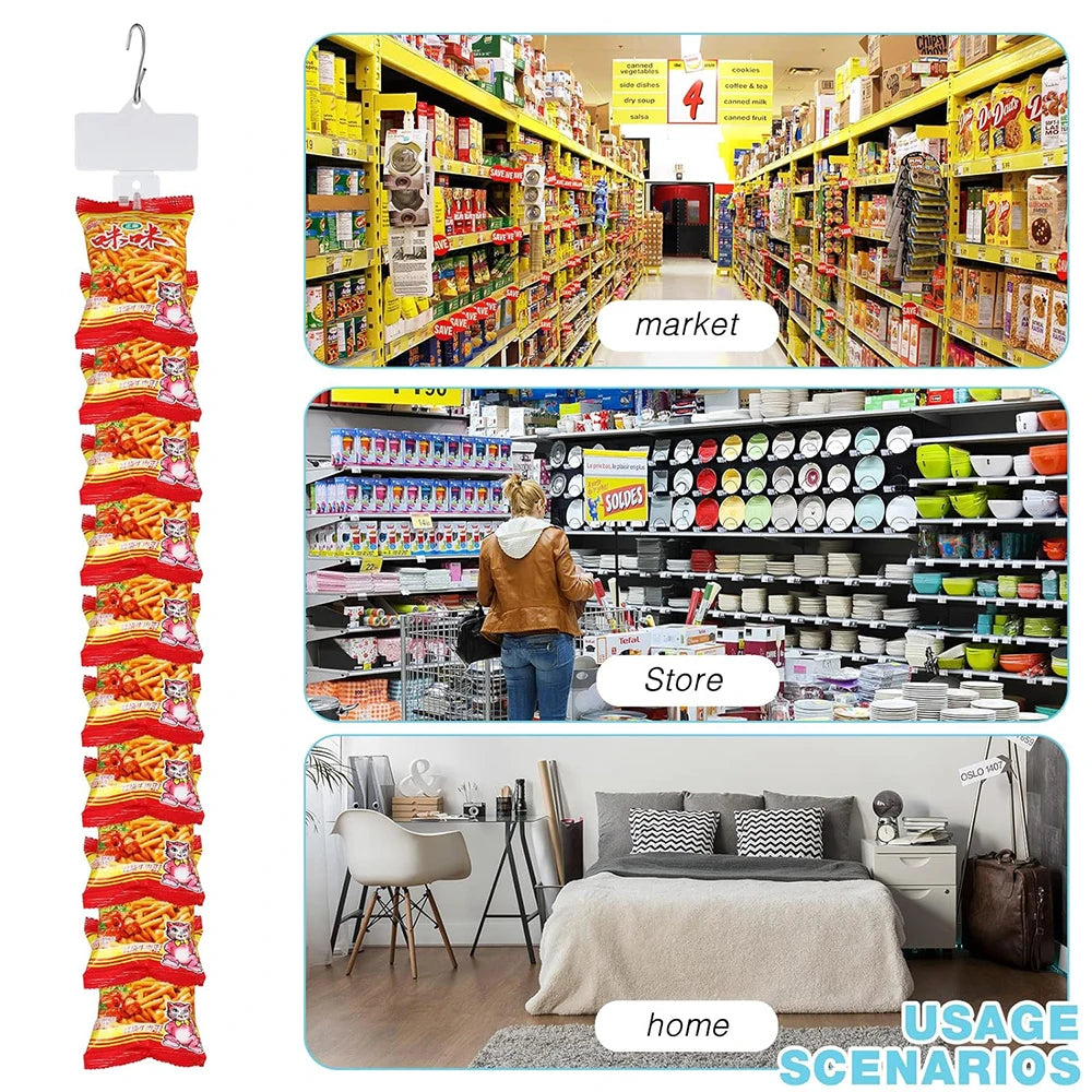 6/1PCS Plastic Snack Hanging Strips Universal Convenience Store Shelf Food Display Hangers Foldable Transparent Shop Clip Strips