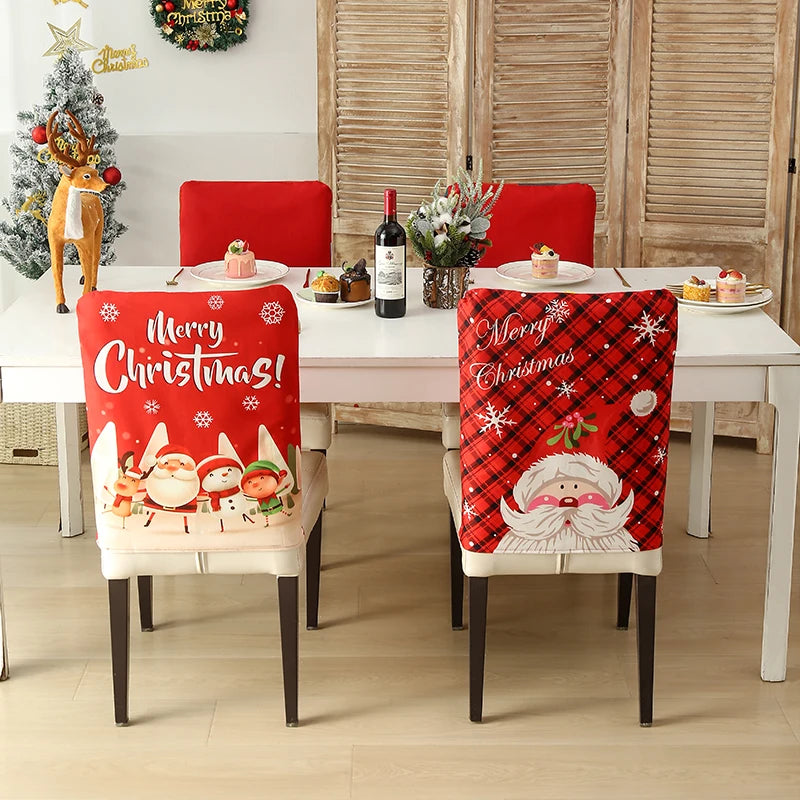 Christmas Chair Cover Cartoon Home Table Dinner Chair Seat Cover Decoration Xmas Party New Year Home Decoration