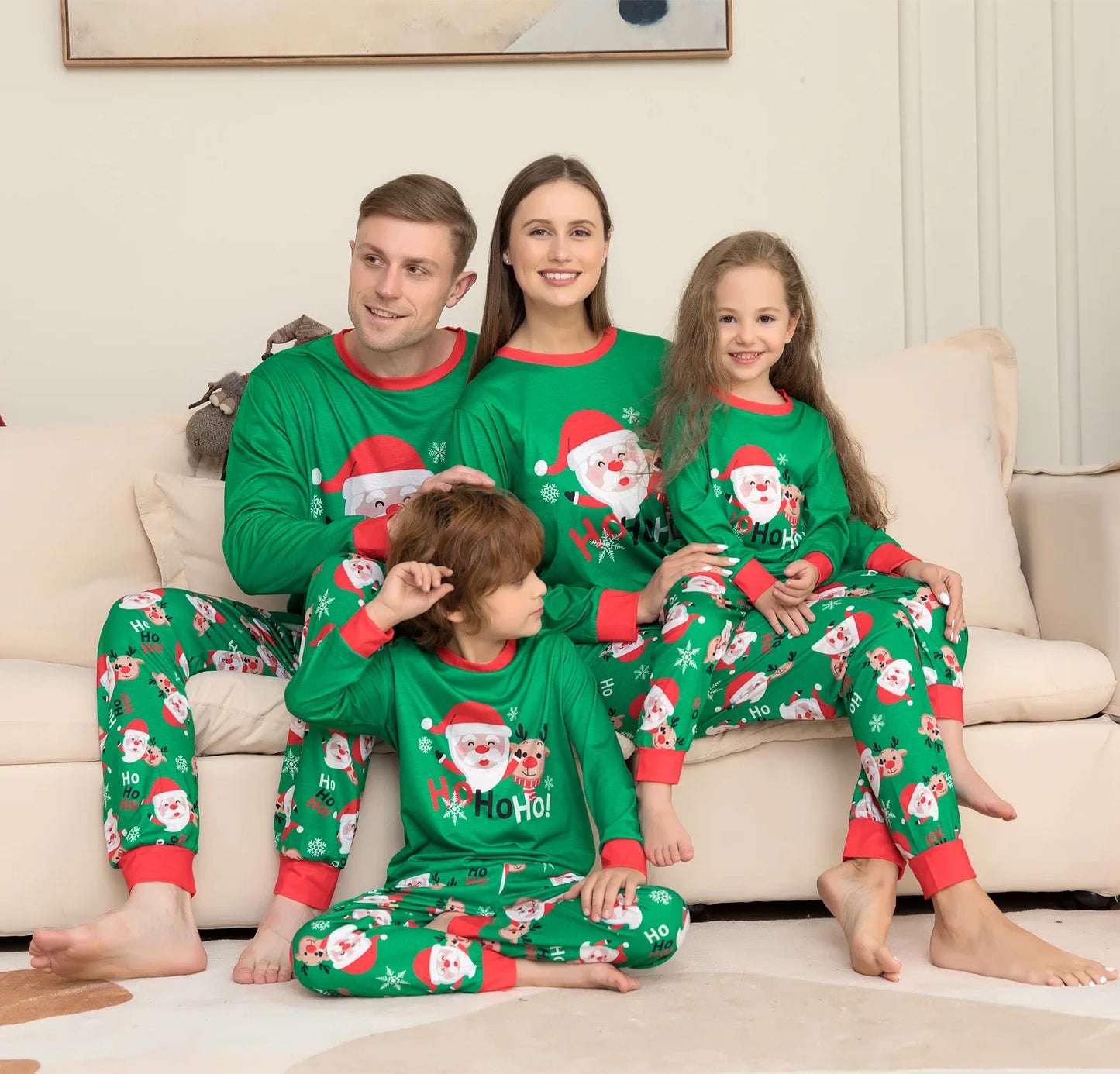 Pajama for Christmas family Matching clothing Old man print fashion pajamas pajama pants Parent-child outfit Mom, Dad, child, dog, family 2 sets