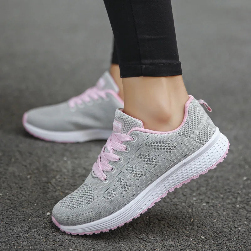 Fashion Breathable Women Casual Shoes  Walking Mesh Flat Shoes Woman White Sneakers Women