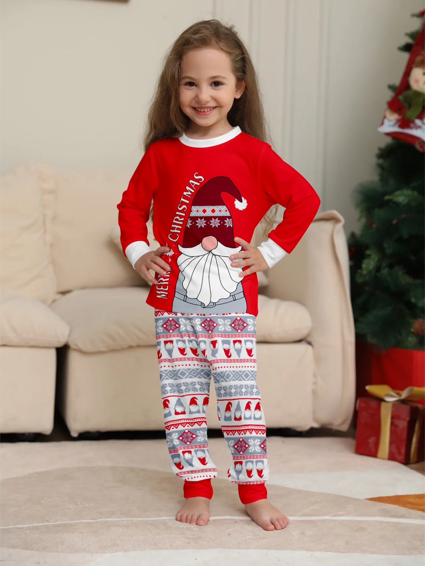 2024 Christmas parent-child clothing red family with a family Christmas clothing home clothing pajamas 2 sets