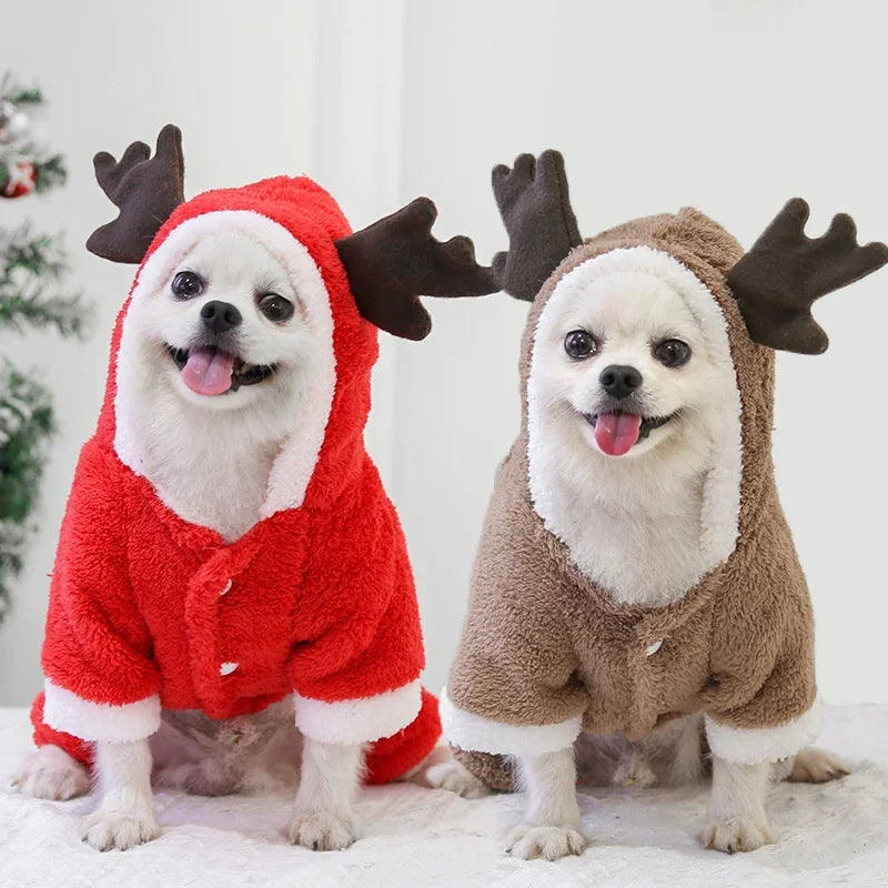 Dog Christmas Costume Dogs Elk Santa Claus Dog Cats Coat Hoodies Christmas Dogs Costume