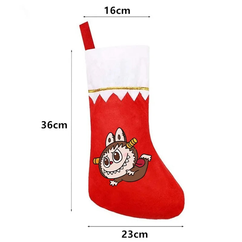 Christmas Socks Labubu Santa Claus Gift Bag  Xmas Tree Hanging Ornaments