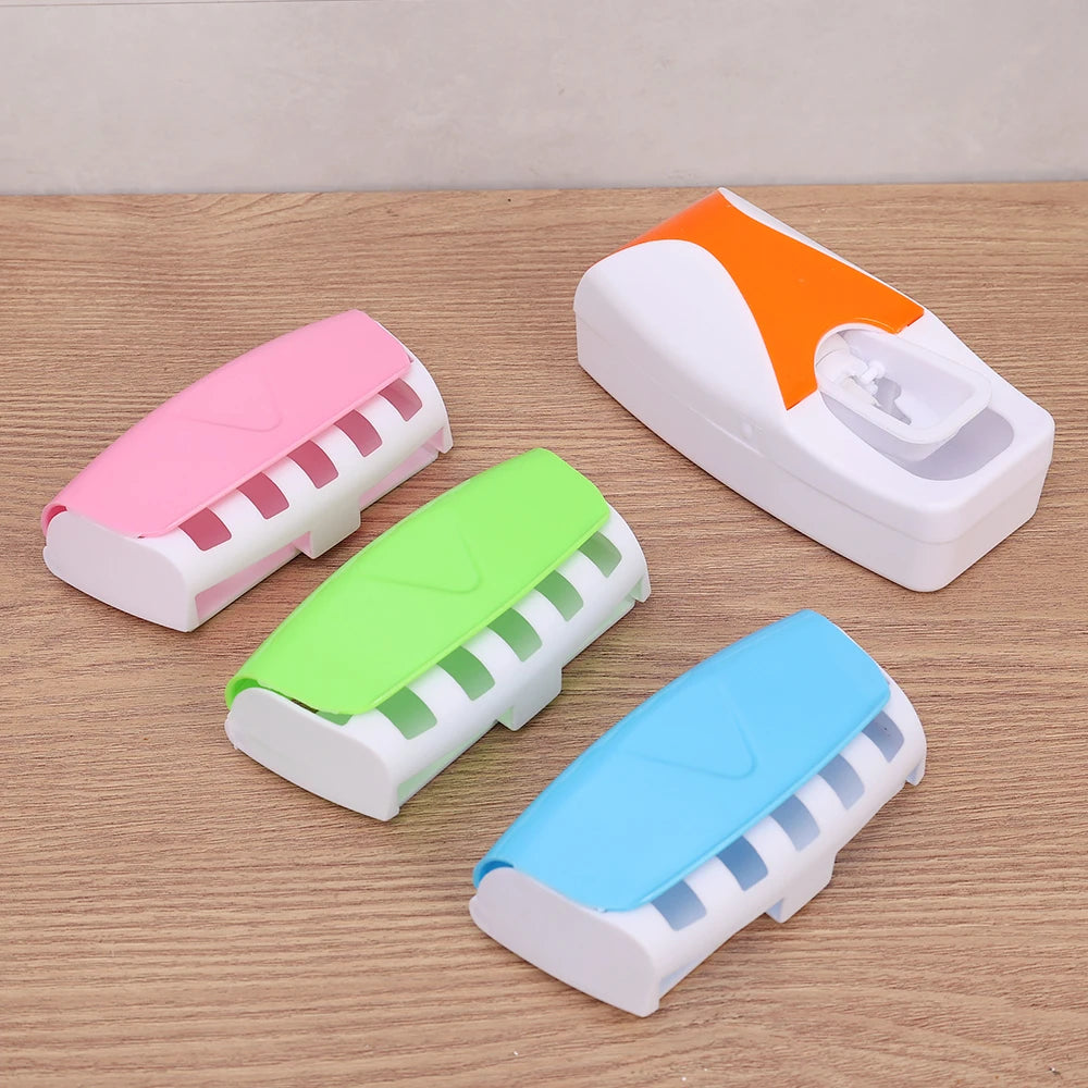 Toothbrush Holder with Automatic Toothpaste Dispenser Wall Mounted Toothbrush Razor Storage Rack Bathroom Toothpaste Squeezer