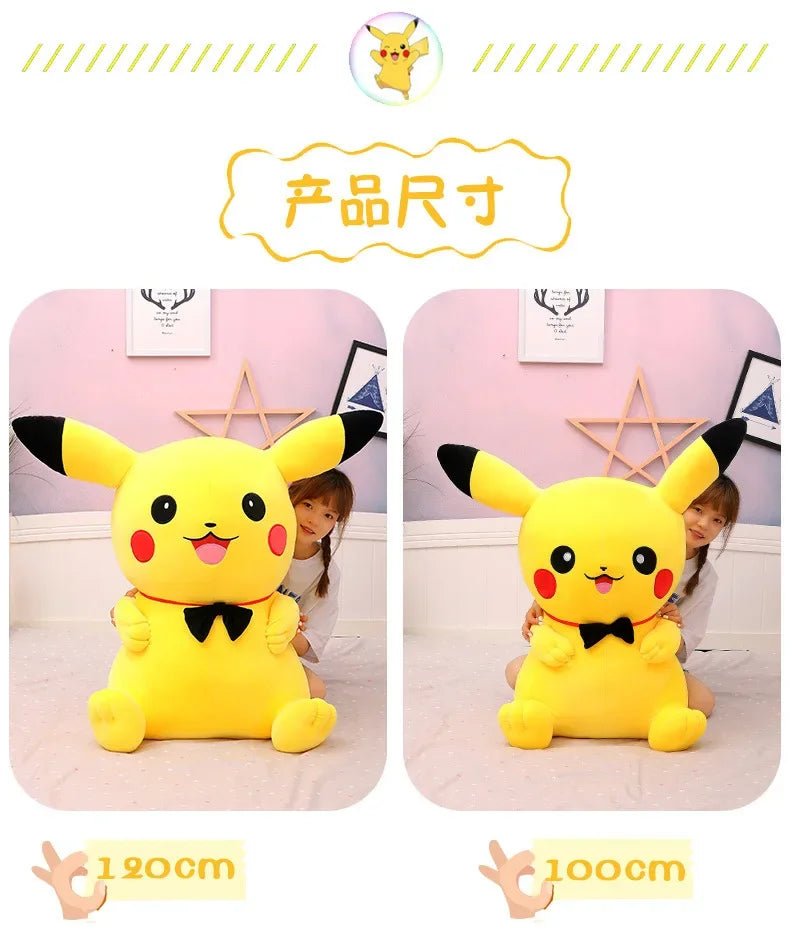 40-120cm Large Pokemon Plush Toys Pikachu Laugh Kawaii Anime Plushie Dolls Pokémon Soft Stuffed Giant Pillows Gifts for Children