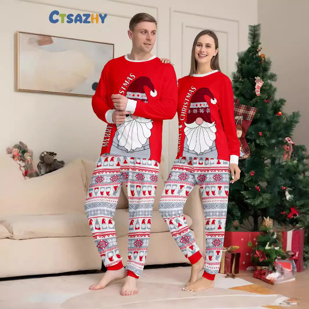 2024 Christmas parent-child clothing red family with a family Christmas clothing home clothing pajamas 2 sets