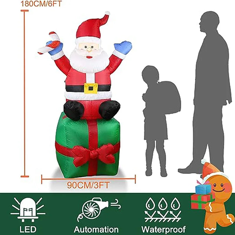 Santa Claus Stacking Gifts Christmas Decoration inflatable model Patio Props 1.8m Indoor and Outdoor Christmas Decoration