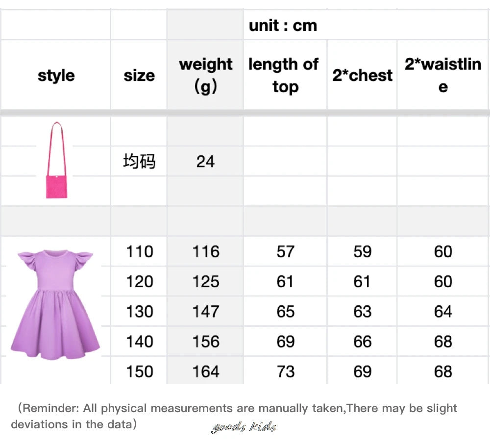 New Summer Dress Barbie the movie for Girls Kids Princess Tank Top Dress Girls Dresses Flying sleeve Childre Clothes +Bag 1-8T