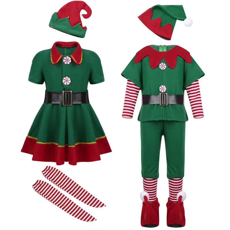 Elf Girls Christmas Costume Festival Santa Clause for Girls New Year children clothing Fancy Dress Xmas Party Dress