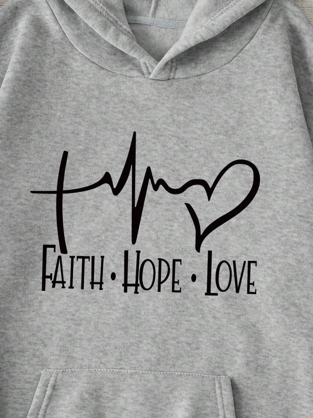 Faith Hope Love Letter Graphic Women Hoody Street Casual Loose Sweatshirt Autumn Fleece Hooded Hip Hop O-Neck Clothing Female