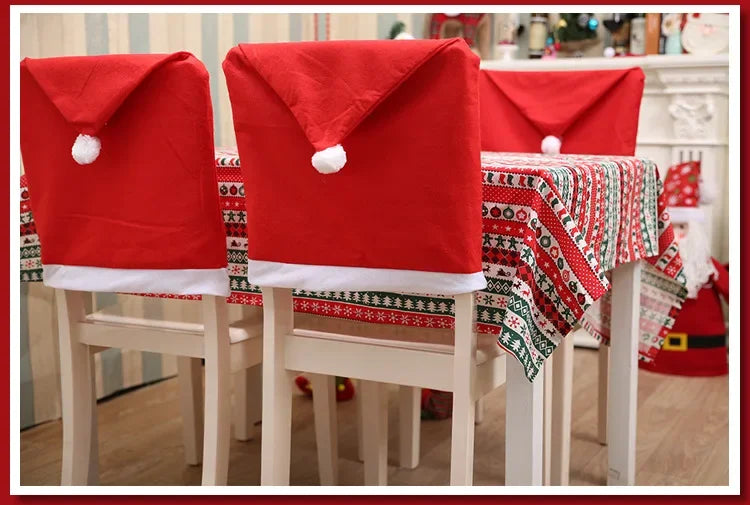 1-30PCS Santa Hat Chair Cover Christmas Table Decoration Santa Hat Christmas Gift Party Ornaments Home Decoration