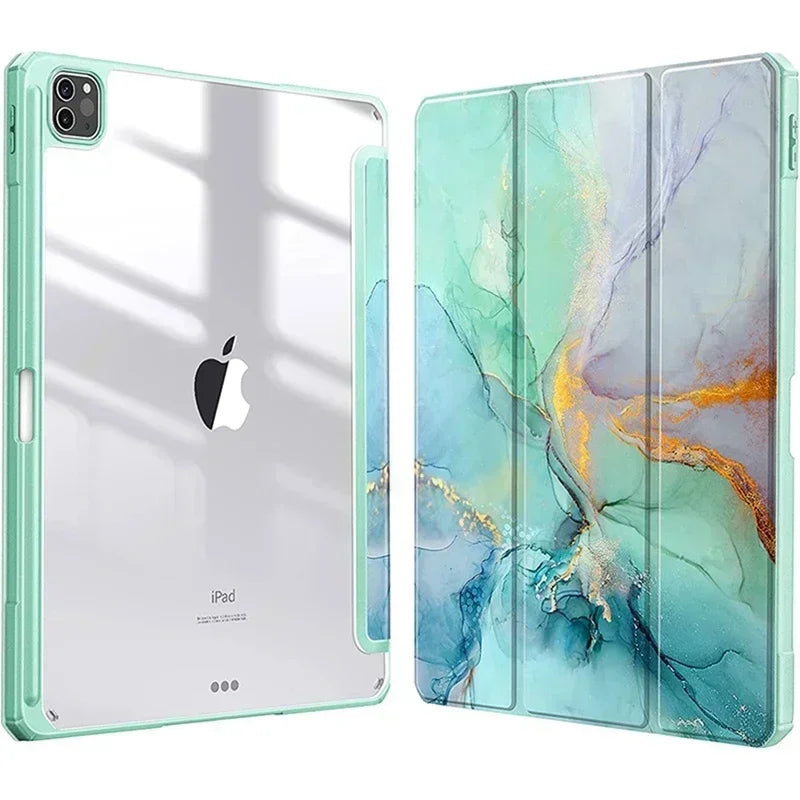 Smart PU Case for iPad Air 4th 5th iPad 10th 10.9 Funda for iPad Pro air 11 2024 7th 8th 9th 10.2 9.7 3 10.5 Transparent Cover