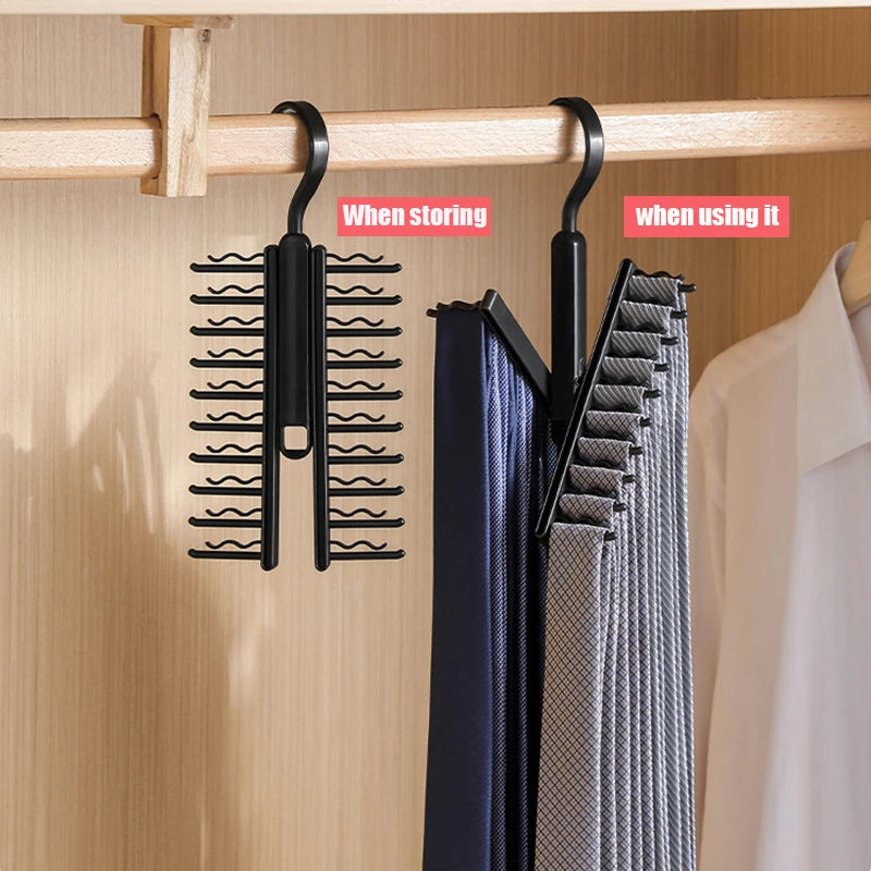 20 Row Men's Tie Storage Rack Adjustable Tie Hanger Rack Multifunctional Scarf Hanger Closet Holder Household Organizer Rack