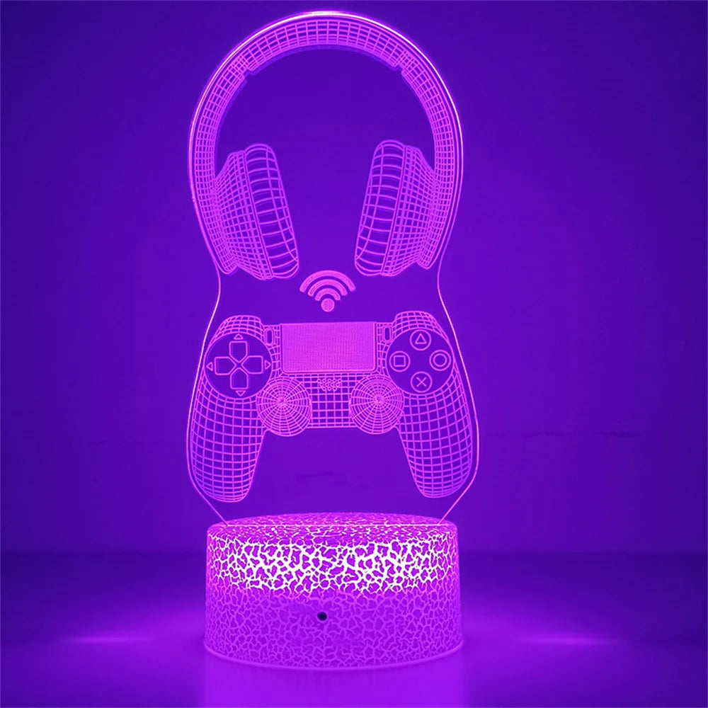 PS4 Gamepad Night Light 3D Illusion Lamp Game Headset Light for Bedroom Decor LED Atmosphere Bedside Night Lamps Kids Gift