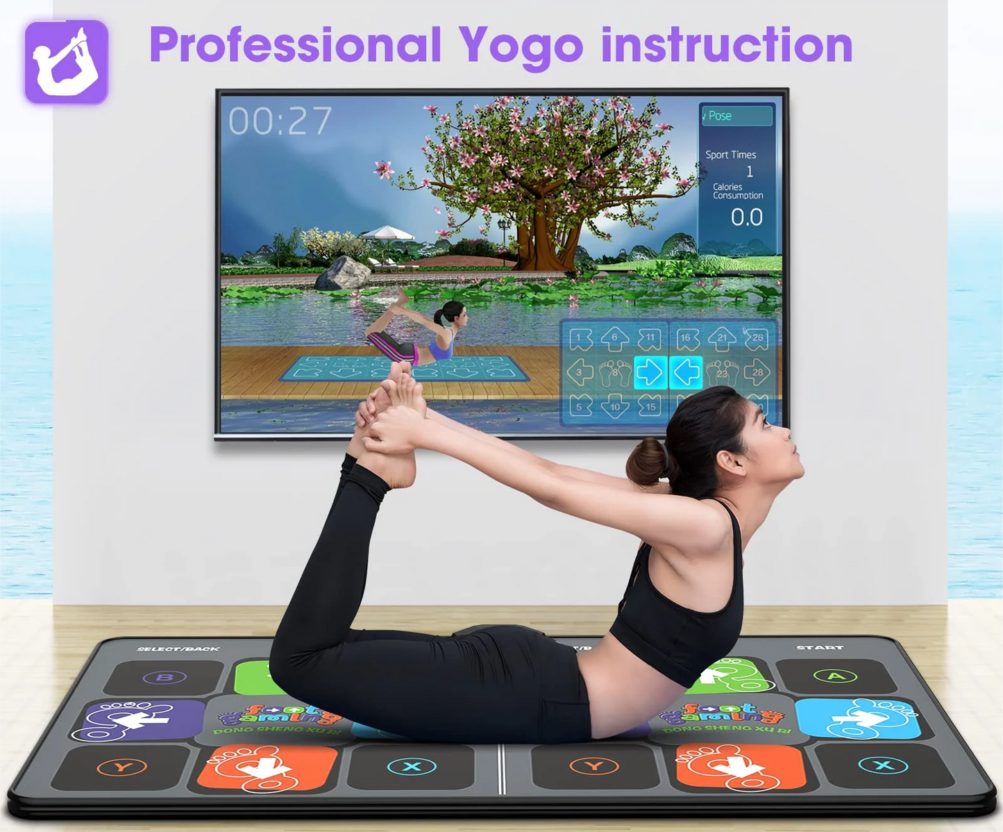 Dance Mat Game for TV/PC Family Sports Video Game Anti-slip Music Fitness Carpet Wireless Double Controller Folding Dancing Pad