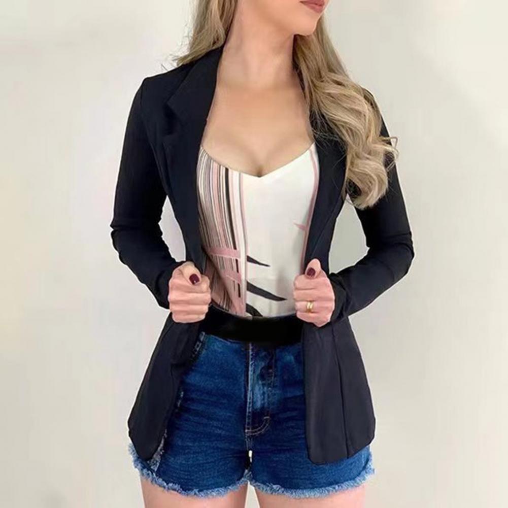 Autumn Blazer Windproof Women's Casual Suit Jacket No Button Warm Chic Open Front Design for Seasonal Wear