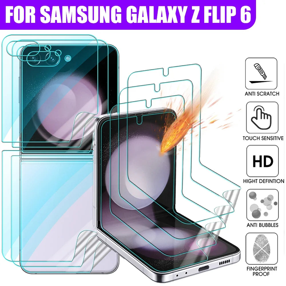 Full Protection Soft Hydrogel Films For Samsung Galaxy Z Flip 6 5G Anti Scratch Front & Back Screen Protector Flip6 Accessories