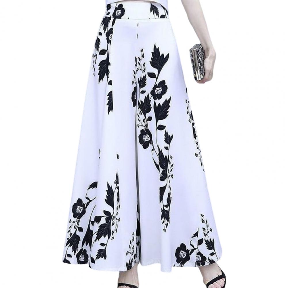 Women's Summer Long Skirt Contrast Color Baggy Flower Print High Waist Slimming Plus Size Trousers Skirt Daily Clothes