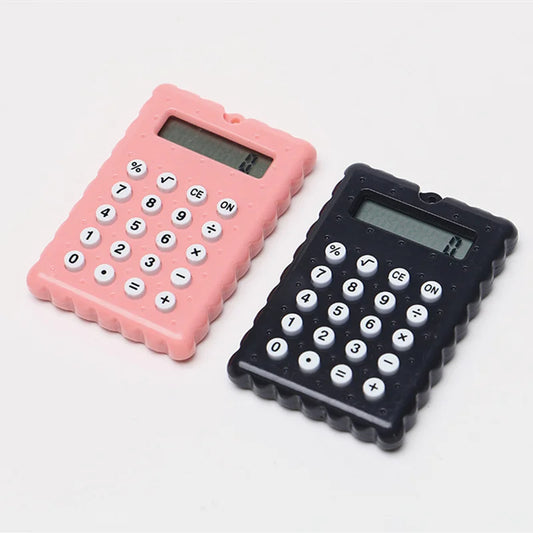 Mini Digit Calculator Portable Kawaii Pocket Square Cute Biscuit Shape Display Candy Color Cartoon Creative Office Supplies