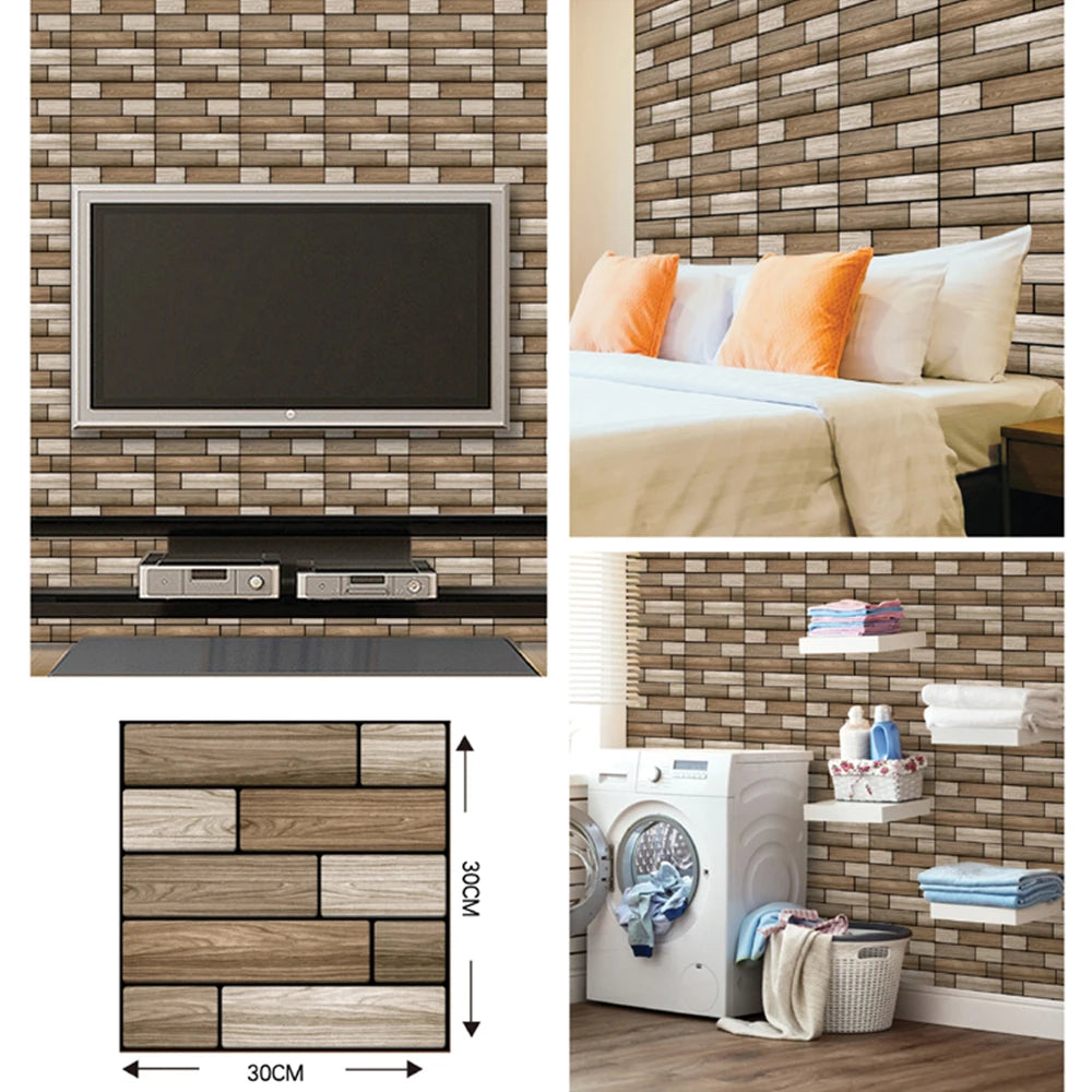 3D Wall Sticker Imitation Brick Wallpaper Decor Waterproof Self Adhesive Wall Stickers Home Decor Living Room Kitchen 5/10/20Pcs