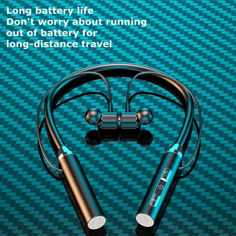 5.0 Neckband Earphones Silicone Hi fi 9D Stereo Sports Headset Halter Waterproof Magnetic Earbuds