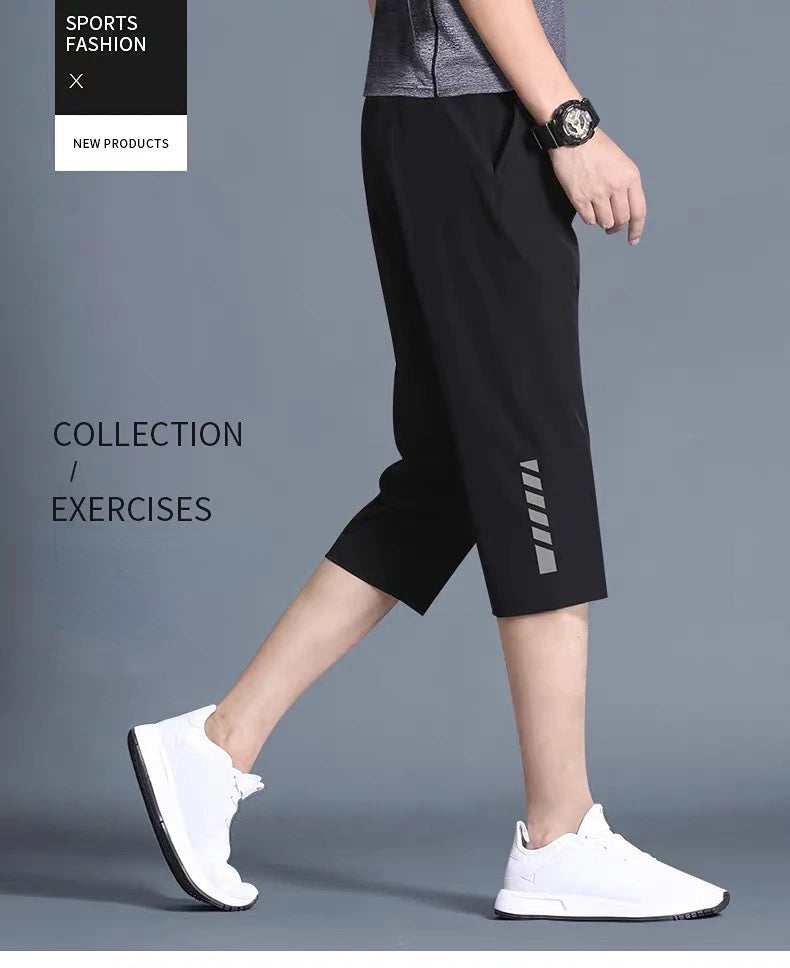 Men's Casual Shorts Thin Loose Elastic Healthy Sports Cropped Pants Plus Fertilizer Plus Size 5XL Beach 3/4 Pants