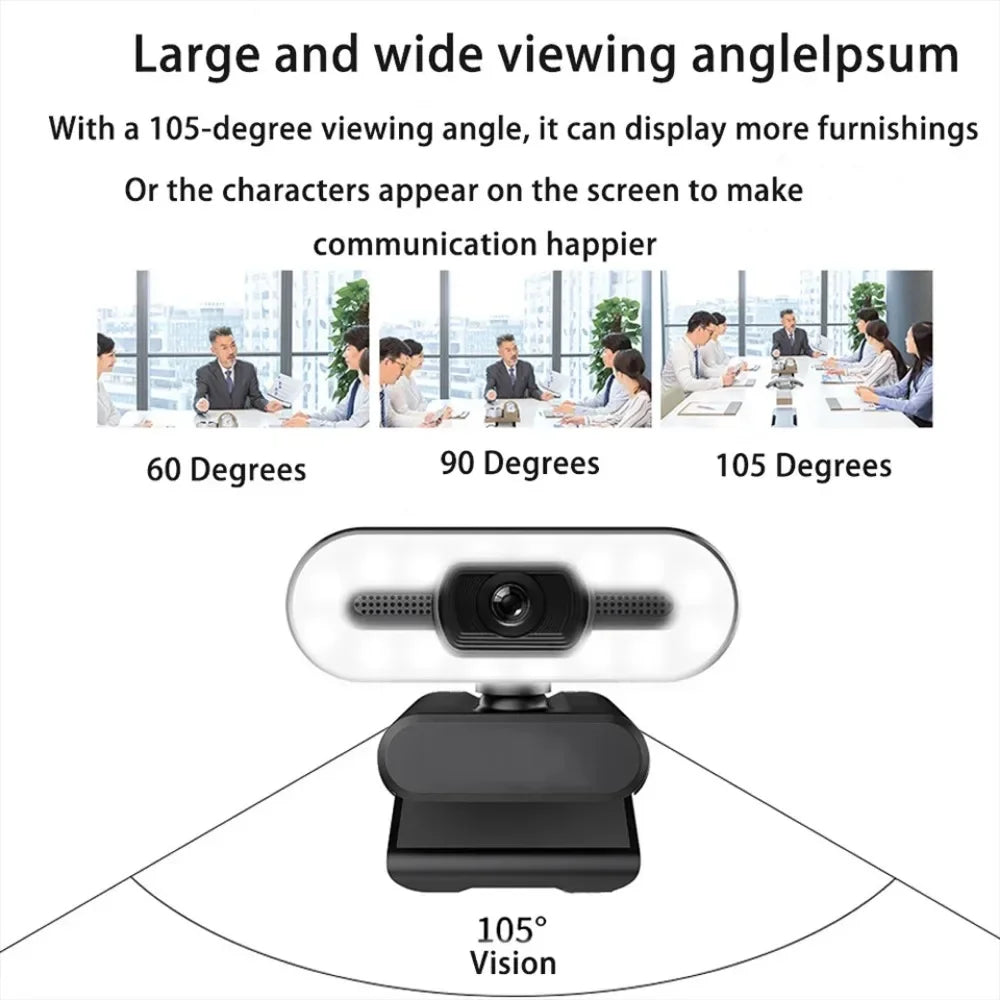 Portable Full HD 1080P 2K 4K Webcam PC Laptop Auto Focus Webcam Live Streaming Flexible with Microphone Live Broadcast with Light