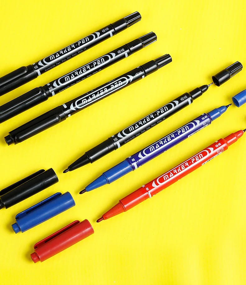 3/2/1PCS Ultra Felt-tip Pen Black Oily Marker Pen Small Double Head Art Red Marking Children's Painting 0.5 1.0 Tip For Paper