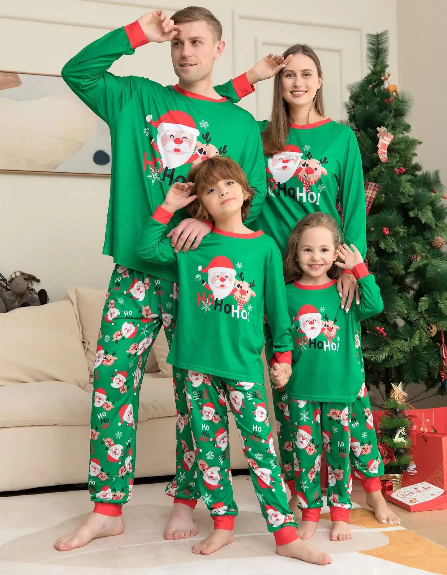 Pajama for Christmas family Matching clothing Old man print fashion pajamas pajama pants Parent-child outfit Mom, Dad, child, dog, family 2 sets