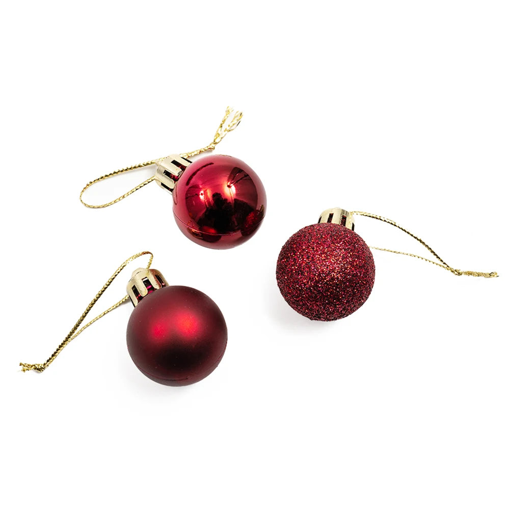 Christmas Ornaments 3cm Hanging Plastic Balls Set Xmas Tree Decorations For Holiday