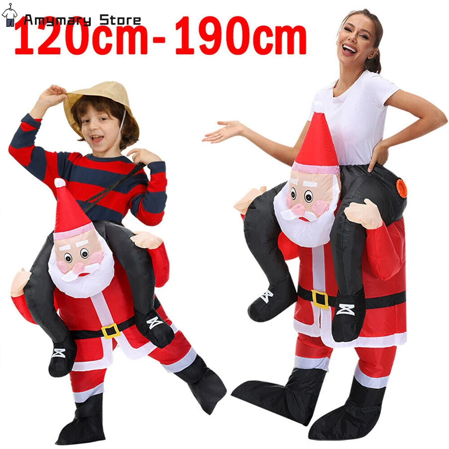 120-190CM Christmas Santa Claus Adult Inflatable Costume Fancy Funny Cosplay Clothing Performance