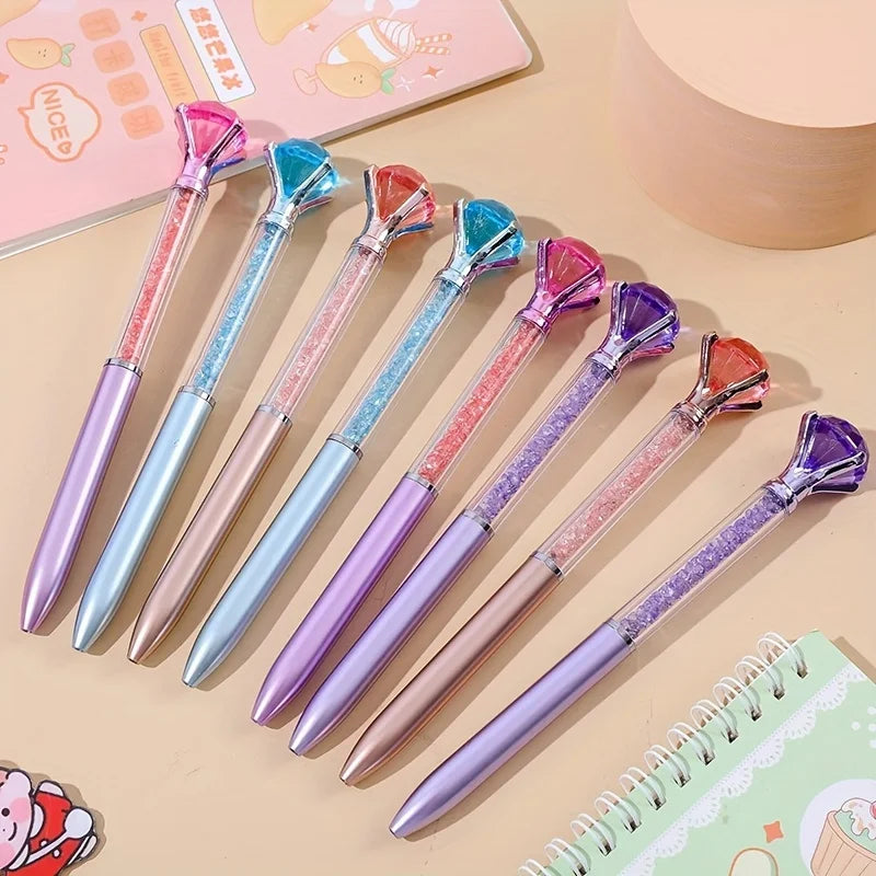 4pcs Large Crystal Diamond Gel Pens Christmas Gift Shiny Ballpoint Pen Black Ink Pens Suitable For School Office Accessories