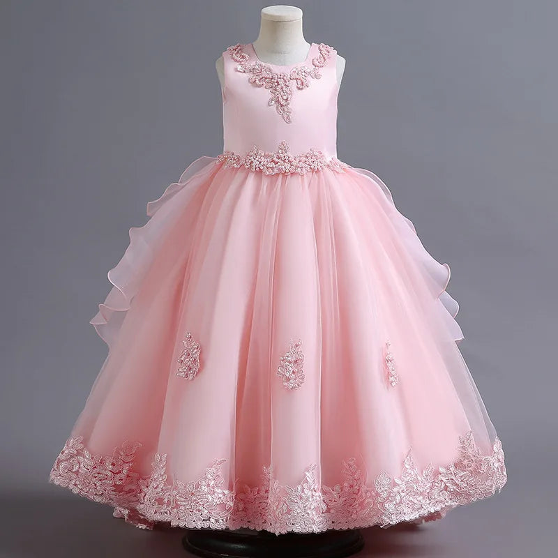 Girls' Trail Party Dress Elegant Girls' 3-10 Year Old Model Walk Party Dress 2023 New Christmas Dress