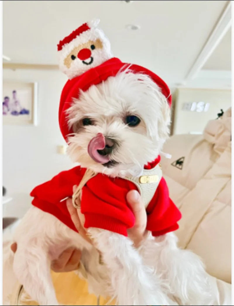 Dog Christmas Costume Dogs Elk Santa Claus Dog Cats Coat Hoodies Christmas Dogs Costume