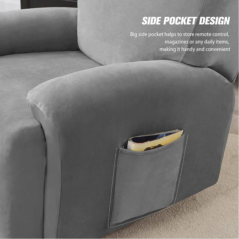 Single Seat Anti Slip Recliner Sofa Covers Velvet Stretch Reclining Couch Slipcovers Furniture Anti Cat Scratch Recliner Chair