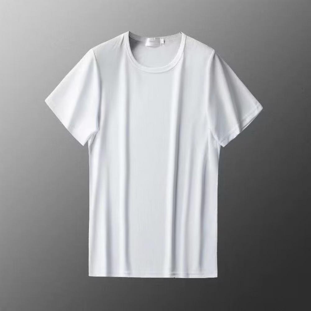 Men's Ice Silk Quick Dry Mesh T-shirt Summer Loose Sportswear Thin Breathable Short-sleeved